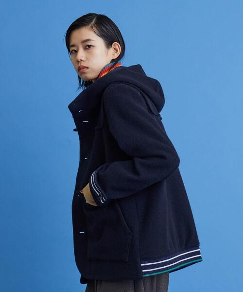 FRAPBOIS（フラボア）の「ウールモッサ コート（ダッフルコート・レディース・ネイビー/ライトグレー・2/1）」の3枚目の写真