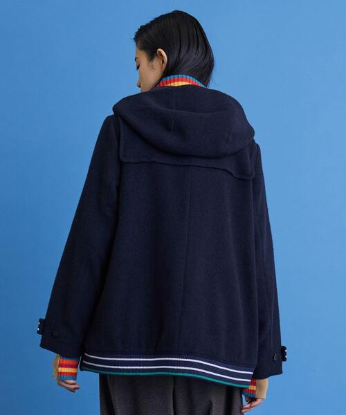 FRAPBOIS（フラボア）の「ウールモッサ コート（ダッフルコート・レディース・ネイビー/ライトグレー・2/1）」の4枚目の写真
