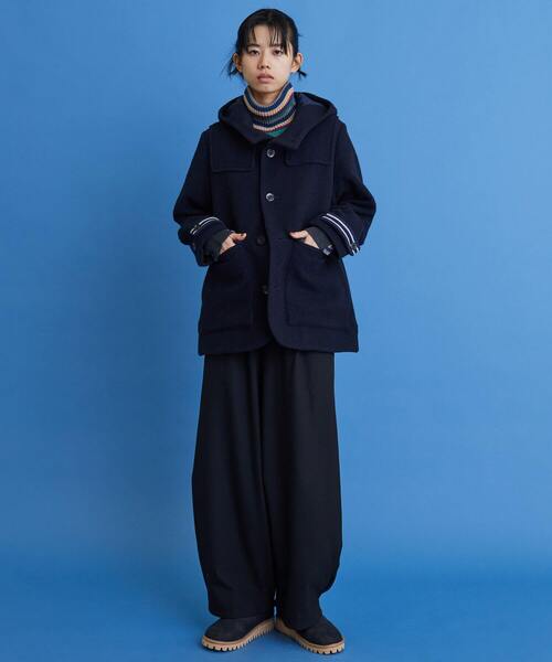 FRAPBOIS（フラボア）の「ウールモッサ コート（ダッフルコート・レディース・ネイビー/ライトグレー・2/1）」の6枚目の写真