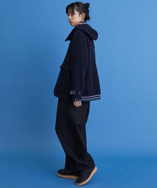 FRAPBOIS（フラボア）の「ウールモッサ コート（ダッフルコート・レディース・ネイビー/ライトグレー・2/1）」の9枚目の写真