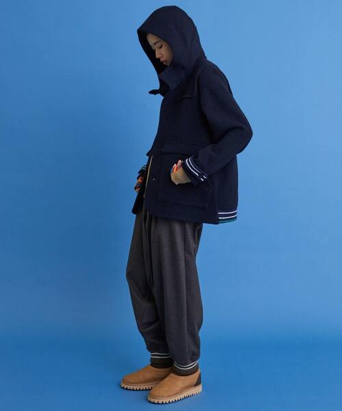 FRAPBOIS（フラボア）の「ウールモッサ コート（ダッフルコート・レディース・ネイビー/ライトグレー・2/1）」の10枚目の写真