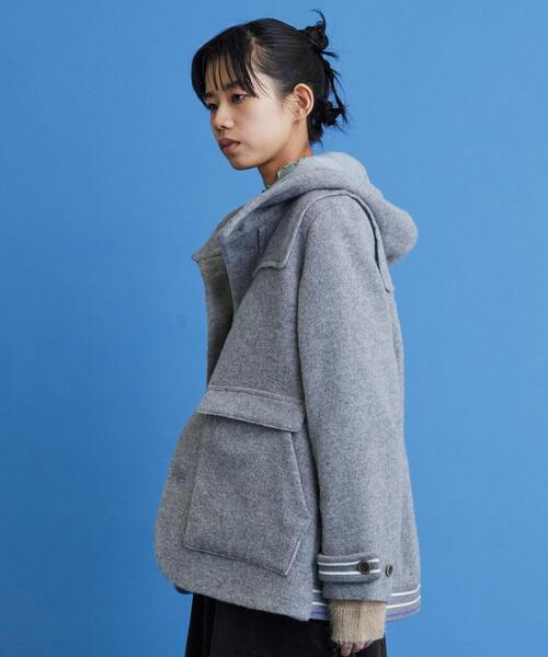 FRAPBOIS（フラボア）の「ウールモッサ コート（ダッフルコート・レディース・ネイビー/ライトグレー・2/1）」の13枚目の写真