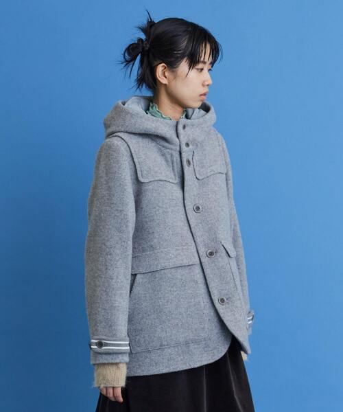FRAPBOIS（フラボア）の「ウールモッサ コート（ダッフルコート・レディース・ネイビー/ライトグレー・2/1）」の15枚目の写真