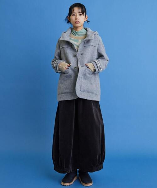 FRAPBOIS（フラボア）の「ウールモッサ コート（ダッフルコート・レディース・ネイビー/ライトグレー・2/1）」の16枚目の写真