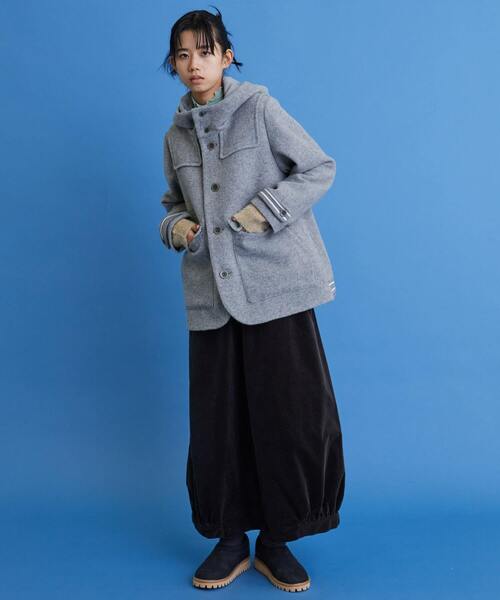 FRAPBOIS（フラボア）の「ウールモッサ コート（ダッフルコート・レディース・ネイビー/ライトグレー・2/1）」の20枚目の写真