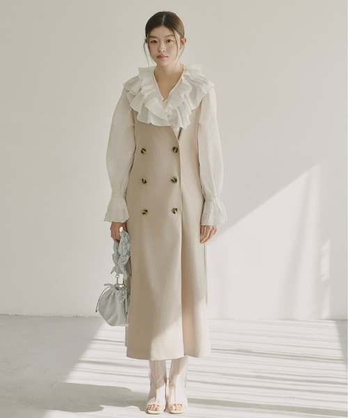 Olu.（オルドット）の「クレープラッフルブラウス（シャツ/ブラウス・レディース・ホワイト/イエロー系その他/ブルー・FREE）」の6枚目の写真