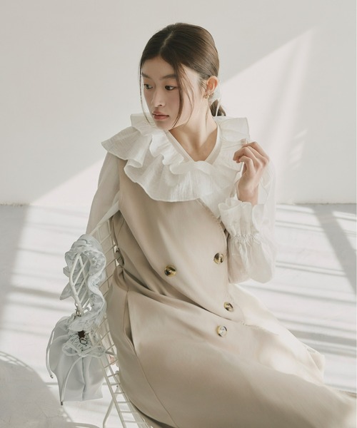 Olu.（オルドット）の「クレープラッフルブラウス（シャツ/ブラウス・レディース・ホワイト/イエロー系その他/ブルー・FREE）」の10枚目の写真