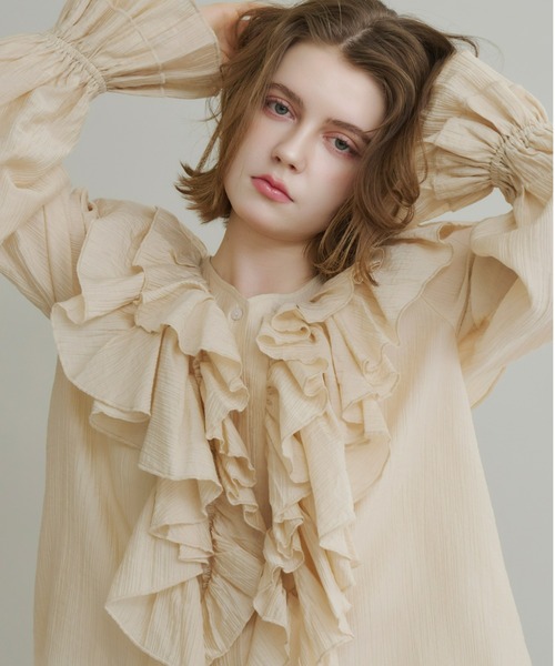 Olu.（オルドット）の「クレープラッフルブラウス（シャツ/ブラウス・レディース・ホワイト/イエロー系その他/ブルー・FREE）」の11枚目の写真