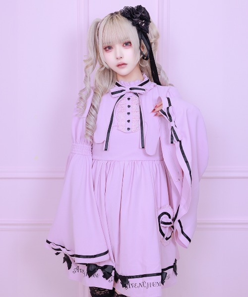 Melty bicolor ribbon flare sleeve one piece（ワンピース