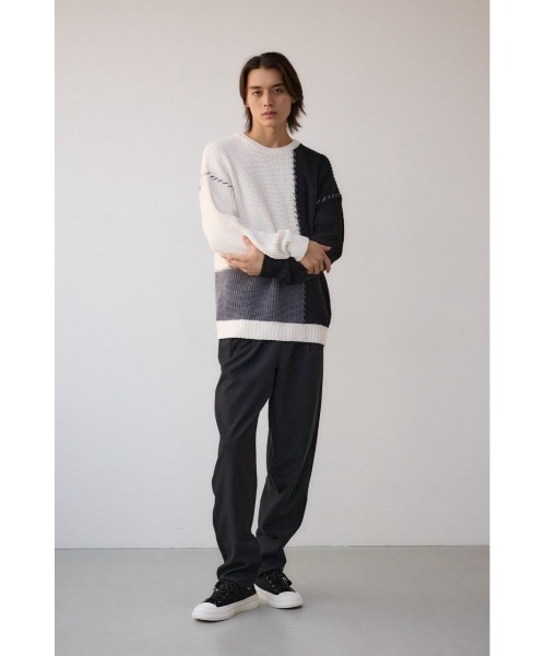 AZUL by moussy（アズールバイマウジー）の「スウィッチングブランケットステッチニット（ニット/セーター・メンズ・ブルー系その他/ホワイト系その他/ブラック系その他・MEDIUM/LARGE）」の6枚目の写真