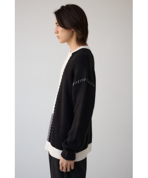 AZUL by moussy（アズールバイマウジー）の「スウィッチングブランケットステッチニット（ニット/セーター・メンズ・ブルー系その他/ホワイト系その他/ブラック系その他・MEDIUM/LARGE）」の8枚目の写真