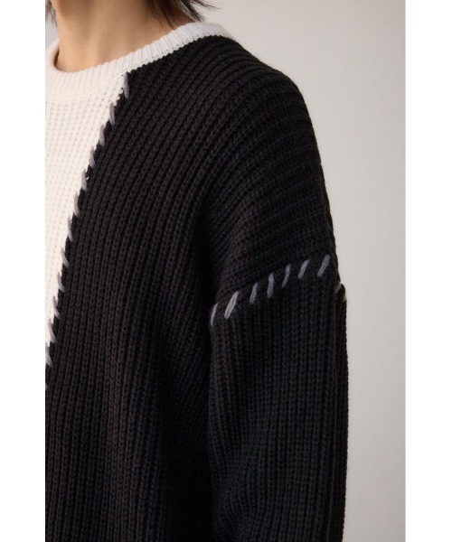 AZUL by moussy（アズールバイマウジー）の「スウィッチングブランケットステッチニット（ニット/セーター・メンズ・ブルー系その他/ホワイト系その他/ブラック系その他・MEDIUM/LARGE）」の11枚目の写真