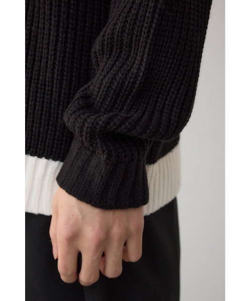 AZUL by moussy（アズールバイマウジー）の「スウィッチングブランケットステッチニット（ニット/セーター・メンズ・ブルー系その他/ホワイト系その他/ブラック系その他・MEDIUM/LARGE）」の12枚目の写真