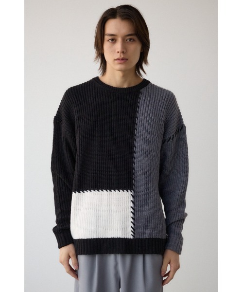 AZUL by moussy（アズールバイマウジー）の「スウィッチングブランケットステッチニット（ニット/セーター・メンズ・ブルー系その他/ホワイト系その他/ブラック系その他・MEDIUM/LARGE）」の18枚目の写真