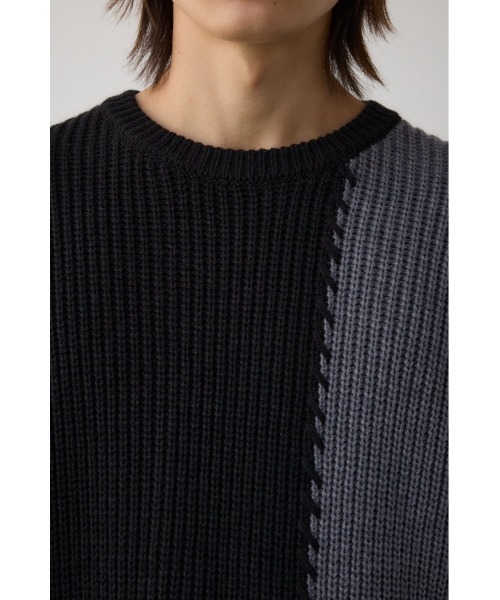 AZUL by moussy（アズールバイマウジー）の「スウィッチングブランケットステッチニット（ニット/セーター・メンズ・ブルー系その他/ホワイト系その他/ブラック系その他・MEDIUM/LARGE）」の21枚目の写真