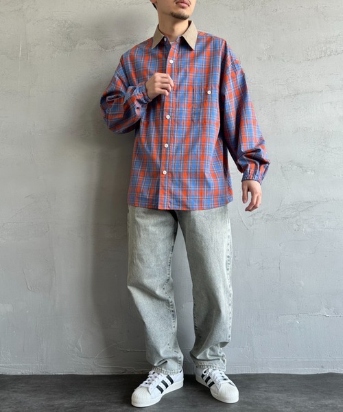 UNIVERSAL OVERALL（ユニバーサルオーバーオール）の「[UNIVERSAL OVERALL/ユニバーサルオーバーオール] 別注 ビッグシルエットパジャマシャツ（シャツ/ブラウス・レディース・ブルー系/ブラウン/ブルー/ブラック・M/L）」の16枚目の写真