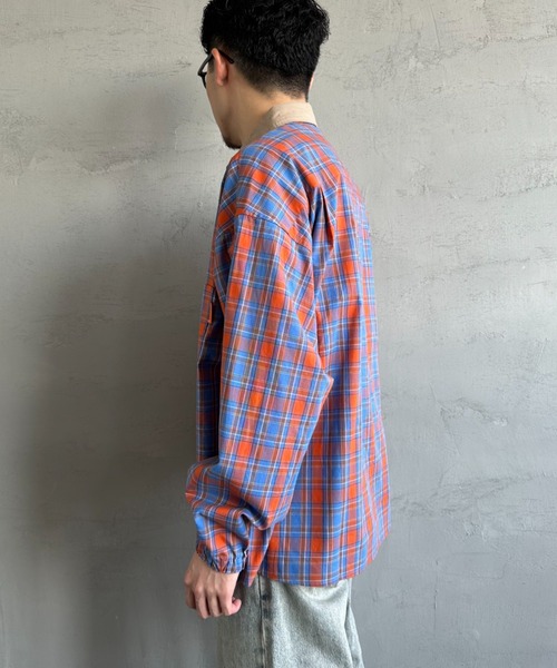 UNIVERSAL OVERALL（ユニバーサルオーバーオール）の「[UNIVERSAL OVERALL/ユニバーサルオーバーオール] 別注 ビッグシルエットパジャマシャツ（シャツ/ブラウス・レディース・ブルー系/ブラウン/ブルー/ブラック・M/L）」の14枚目の写真