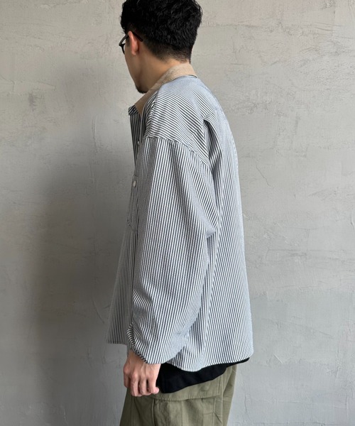 UNIVERSAL OVERALL（ユニバーサルオーバーオール）の「[UNIVERSAL OVERALL/ユニバーサルオーバーオール] 別注 ビッグシルエットパジャマシャツ（シャツ/ブラウス・レディース・ブルー系/ブラウン/ブルー/ブラック・M/L）」の8枚目の写真