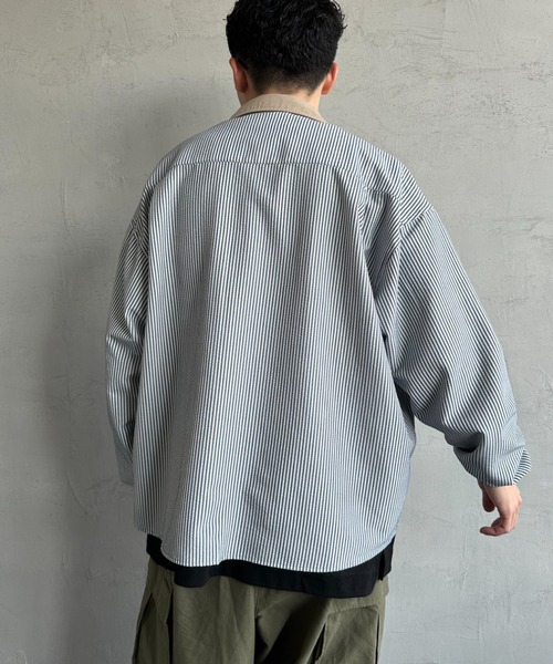 UNIVERSAL OVERALL（ユニバーサルオーバーオール）の「[UNIVERSAL OVERALL/ユニバーサルオーバーオール] 別注 ビッグシルエットパジャマシャツ（シャツ/ブラウス・レディース・ブルー系/ブラウン/ブルー/ブラック・M/L）」の9枚目の写真