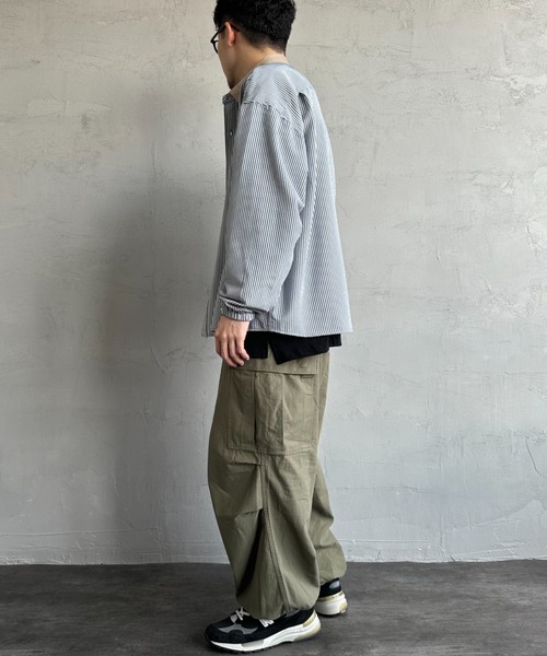 UNIVERSAL OVERALL（ユニバーサルオーバーオール）の「[UNIVERSAL OVERALL/ユニバーサルオーバーオール] 別注 ビッグシルエットパジャマシャツ（シャツ/ブラウス・レディース・ブルー系/ブラウン/ブルー/ブラック・M/L）」の11枚目の写真