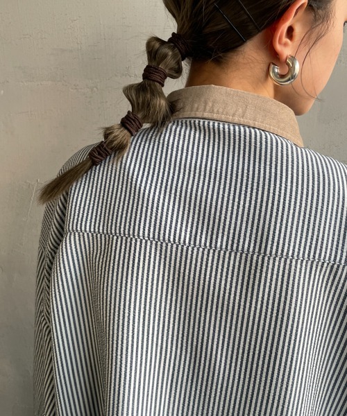 UNIVERSAL OVERALL（ユニバーサルオーバーオール）の「[UNIVERSAL OVERALL/ユニバーサルオーバーオール] 別注 ビッグシルエットパジャマシャツ（シャツ/ブラウス・レディース・ブルー系/ブラウン/ブルー/ブラック・M/L）」の6枚目の写真