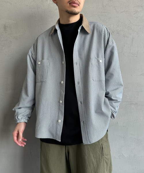 UNIVERSAL OVERALL（ユニバーサルオーバーオール）の「[UNIVERSAL OVERALL/ユニバーサルオーバーオール] 別注 ビッグシルエットパジャマシャツ（シャツ/ブラウス・レディース・ブルー系/ブラウン/ブルー/ブラック・M/L）」の7枚目の写真