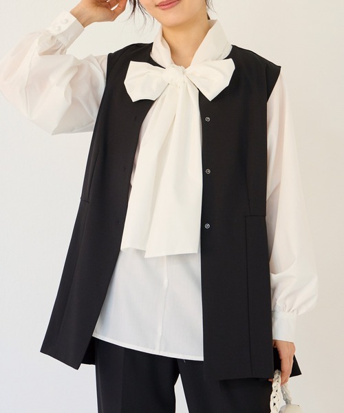 INCEDE（インシード）の「ストレッチツイル ペプラムベスト（ベスト・レディース・ブラック/ベージュ/ネイビー・M/L/LL）」の5枚目の写真