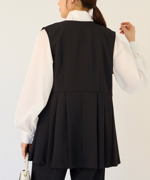 ストレッチツイル ペプラムベスト ストレッチツイル ペプラムベスト（ベスト）｜INCEDE