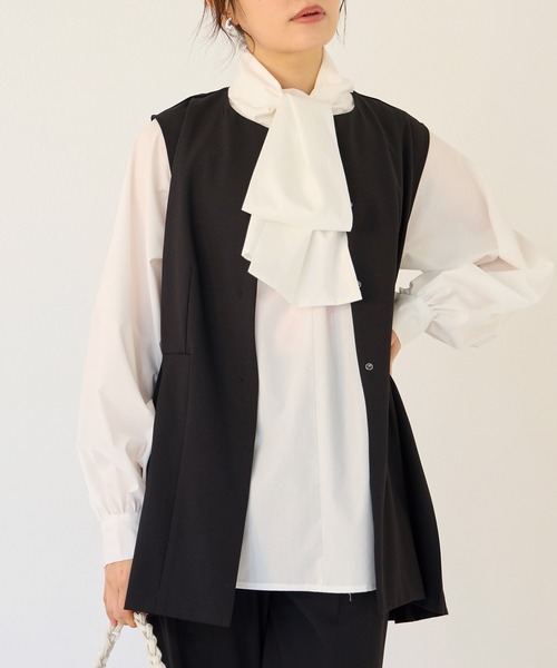 INCEDE（インシード）の「ストレッチツイル ペプラムベスト（ベスト・レディース・ブラック/ベージュ/ネイビー・M/L/LL）」の14枚目の写真