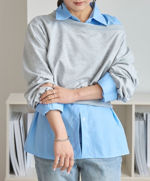 LinoU.（リノユー）の「ワンショルダースウェットプルオーバー（Tシャツ/カットソー・レディース・ホワイト/グレー/ブラック・FREE）」の2枚目の写真