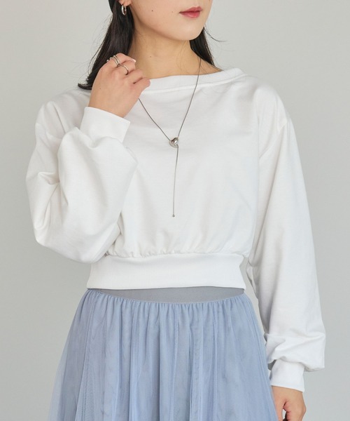 LinoU.（リノユー）の「ワンショルダースウェットプルオーバー（Tシャツ/カットソー・レディース・ホワイト/グレー/ブラック・FREE）」の4枚目の写真