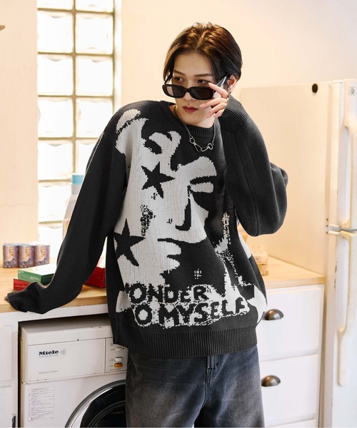 sedacle(セダクル)の「フェイスジャガードニット(ニット/セーター・メンズ・チャコールグレー/ネイビー/レッド・SMALL/MEDIUM/LARGE)」の13枚目の写真