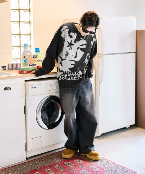 sedacle(セダクル)の「フェイスジャガードニット(ニット/セーター・メンズ・チャコールグレー/ネイビー/レッド・SMALL/MEDIUM/LARGE)」の17枚目の写真