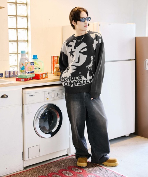 sedacle(セダクル)の「フェイスジャガードニット(ニット/セーター・メンズ・チャコールグレー/ネイビー/レッド・SMALL/MEDIUM/LARGE)」の18枚目の写真