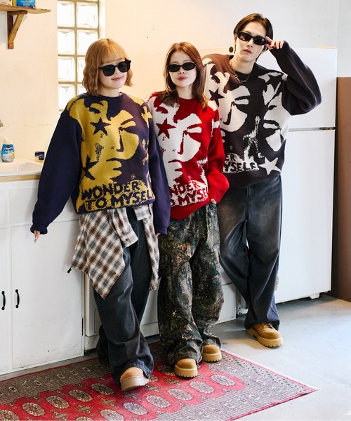☆新春セール☆新品未使用☆韓国ファッション☆セーター☆ニット☆オフショル☆ セール】フェイスジャガードニット（ニット/セーター）｜sedacle