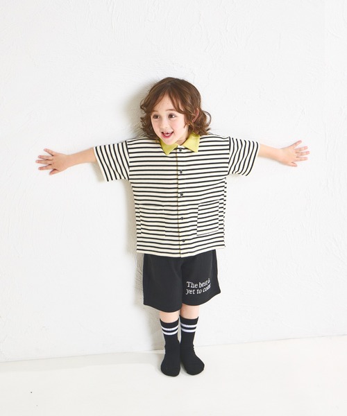 pairmanon（ペアマノン）の「【ふんわりワッフル】【リンクコーデ】ポロ風 開襟シャツ（シャツ/ブラウス・キッズ・ホワイト系その他/ライトベージュ/ブラック/ホワイト系その他2/ブラック系その他・120/150/110/140/130/100/90）」の17枚目の写真