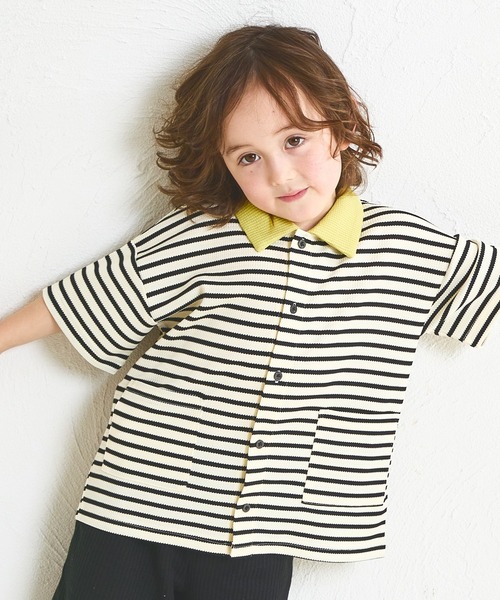 pairmanon（ペアマノン）の「【ふんわりワッフル】【リンクコーデ】ポロ風 開襟シャツ（シャツ/ブラウス・キッズ・ホワイト系その他/ライトベージュ/ブラック/ホワイト系その他2/ブラック系その他・120/150/110/140/130/100/90）」の16枚目の写真