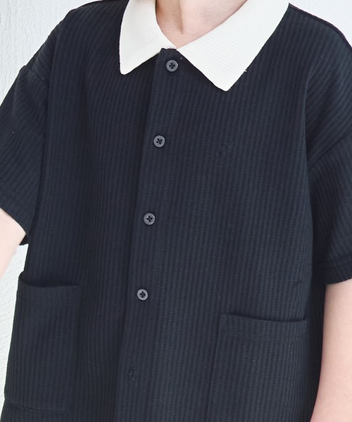 pairmanon（ペアマノン）の「【ふんわりワッフル】【リンクコーデ】ポロ風 開襟シャツ（シャツ/ブラウス・キッズ・ホワイト系その他/ライトベージュ/ブラック/ホワイト系その他2/ブラック系その他・120/150/110/140/130/100/90）」の14枚目の写真