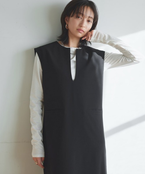 RASW（ラス）の「[RASW]2wayスリットネックIラインジャンスカ（ジャンパースカート・レディース・ブラック・S/M/L）」の5枚目の写真