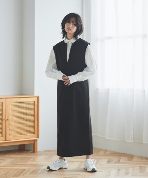 RASW（ラス）の「[RASW]2wayスリットネックIラインジャンスカ（ジャンパースカート・レディース・ブラック・S/M/L）」の19枚目の写真