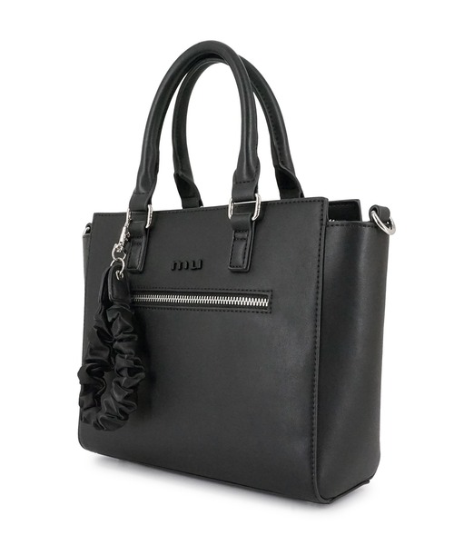 MURUA（ムルーア）の「MURUA(ムルーア) 2WAYハンドバッグ MR-B1335 ギャザーチャーム（ハンドバッグ・レディース・ブラック/ベージュ・FREE）」の4枚目の写真