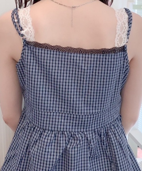 Mejoul（メジュール）の「チェック柄フリルビスチェ（キャミソール・レディース・ブルー・L/M/S）」の8枚目の写真