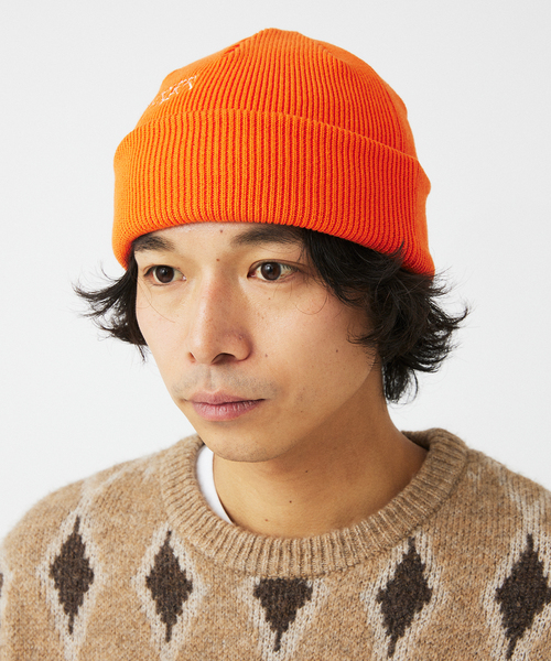 POLeR（ポーラー）の「POLeR / ポーラー 別注 SHALLOW BEANIE（ニットキャップ/ビーニー・メンズ・ボルドー/オレンジ/ブラック・FREE）」の6枚目の写真