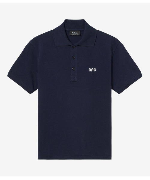 【関税込み】A.P.C. ネイビー Jerry ポロシャツ Jerry polo shirt - Knit polo in Italian Merino wool - A.P.C.