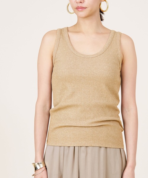 marmors（マルモア）の「【marmors】glitter basic tank top（タンクトップ・レディース・オートミール/ゴールド/シルバー/チャコールグレー・36）」の4枚目の写真