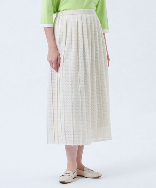 MACKINTOSH PHILOSOPHY(マッキントッシュ フィロソフィー)の「レースプリーツスカート(スカート・レディース・ブラック/オフホワイト・38/36/34)」の1枚目の写真