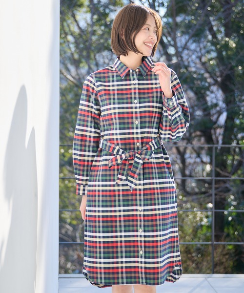セール】パーマーチェック オックス シャツワンピース（シャツ
