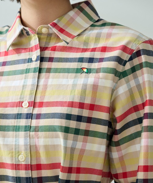 Arnold Palmer（アーノルドパーマー）の「パーマーチェック オックス シャツワンピース（シャツワンピース・レディース・ベージュ/ネイビー・S/L/M）」の6枚目の写真