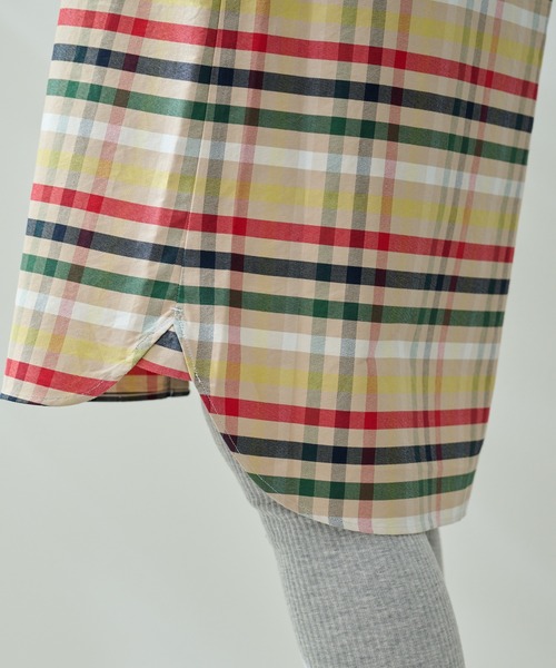 Arnold Palmer（アーノルドパーマー）の「パーマーチェック オックス シャツワンピース（シャツワンピース・レディース・ベージュ/ネイビー・S/L/M）」の10枚目の写真