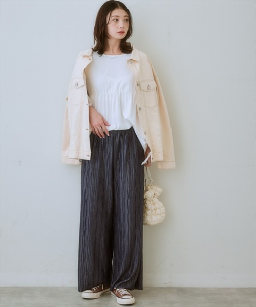 nissen(ニッセン)の「ウェーブラメタックパンツ(その他パンツ・レディース・グレー系/ベージュ系/ネイビー系・LL/3L/S/M/L)」の17枚目の写真